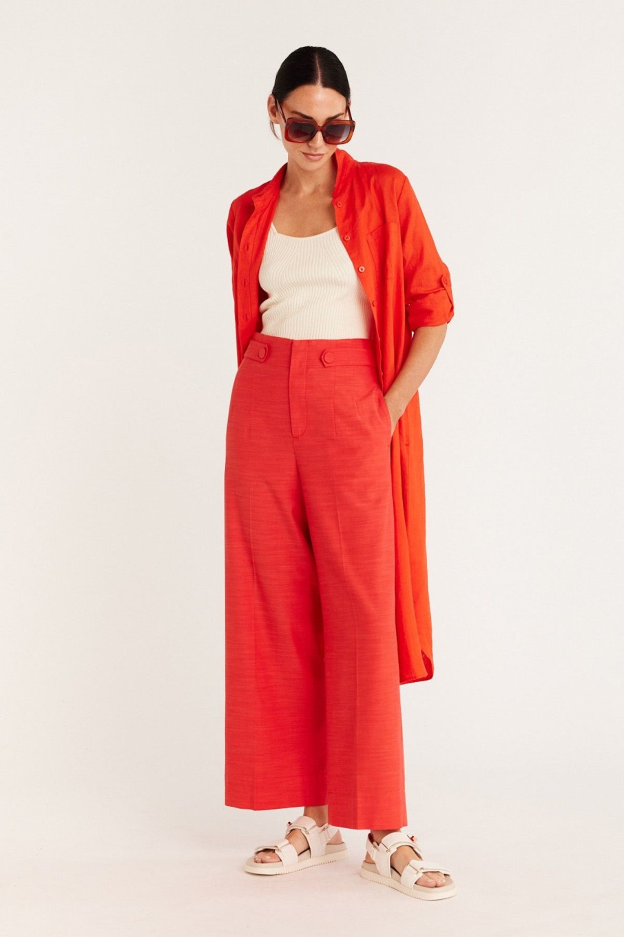 Cable Melbourne Dresses | Pure Linen Shirt Dress - Cayenne