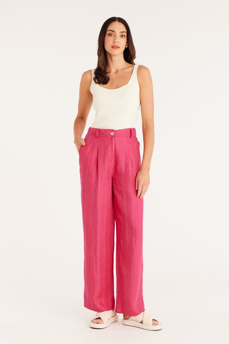 Cable Melbourne Pants & Shorts | Freya Linen Pant - Hot Pink