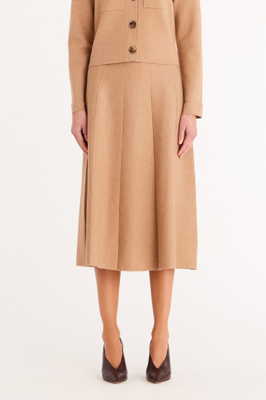 Cable Melbourne Knitwear | Brigitte Merino Swing Skirt - Camel