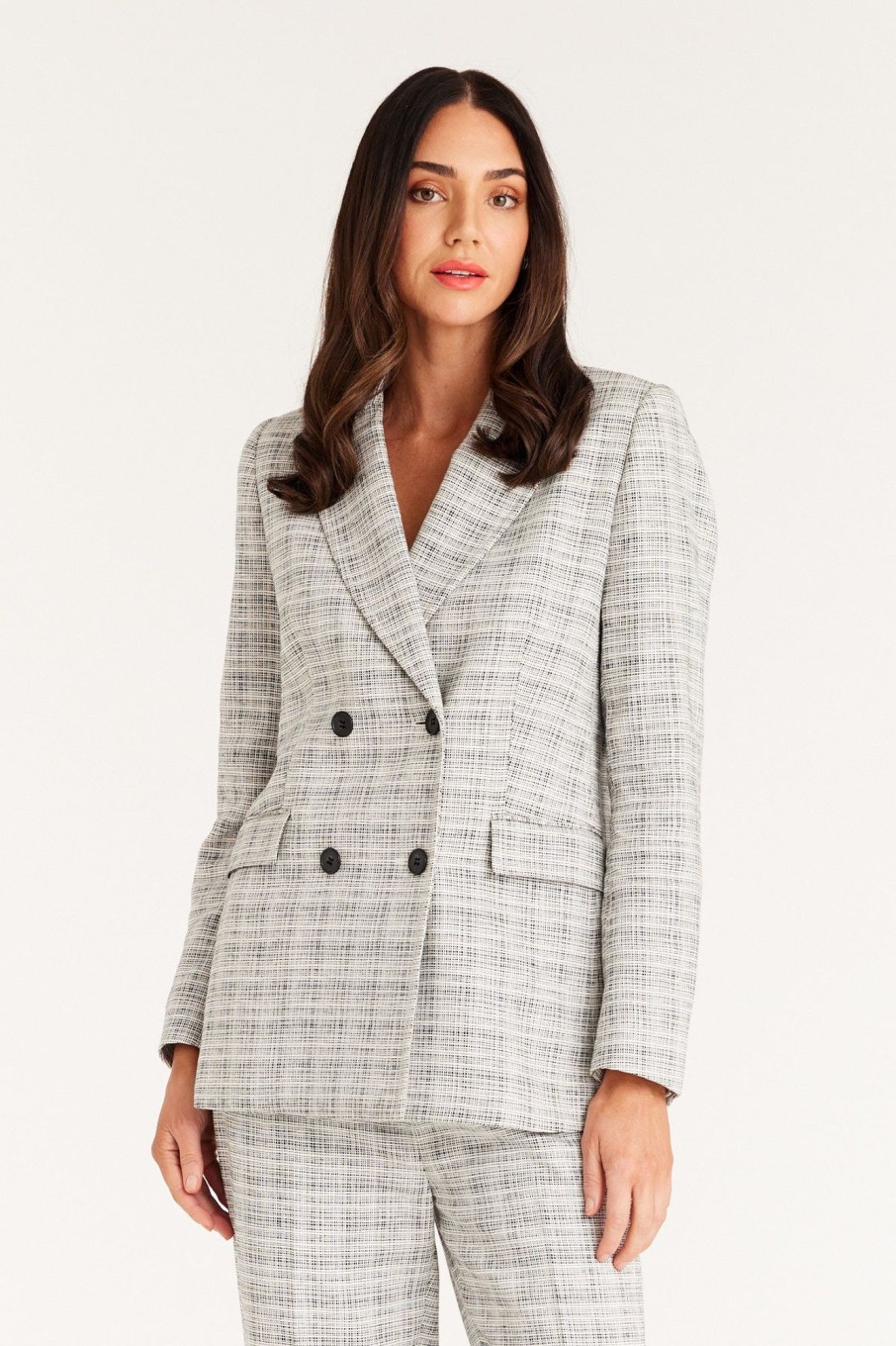 Cable Melbourne Jackets, Blazers & Coats | Margaux Linen Blazer - Salt And Pepper