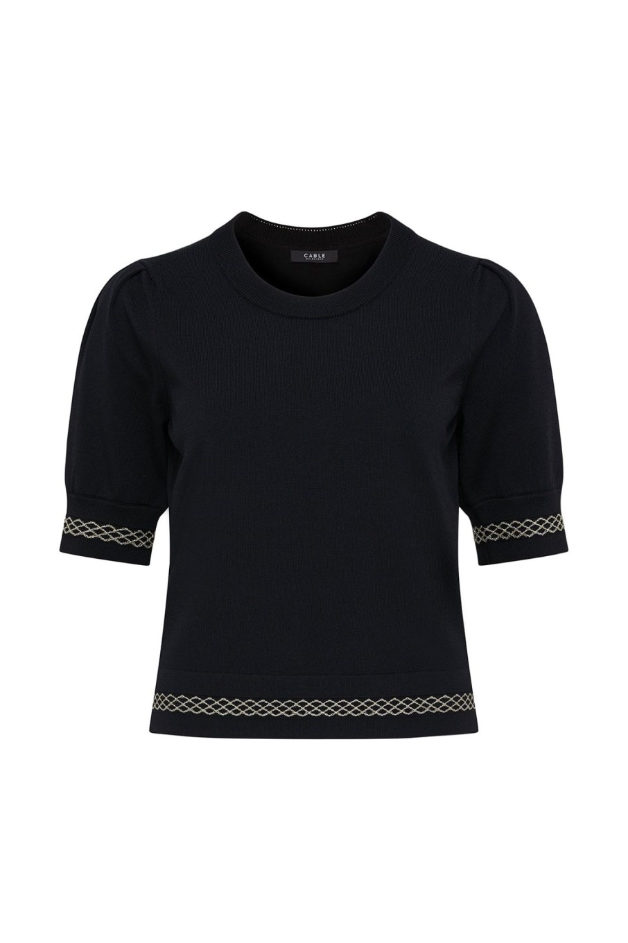 Cable Melbourne Knitwear | Crepe Diamond Tee - Black Metallic