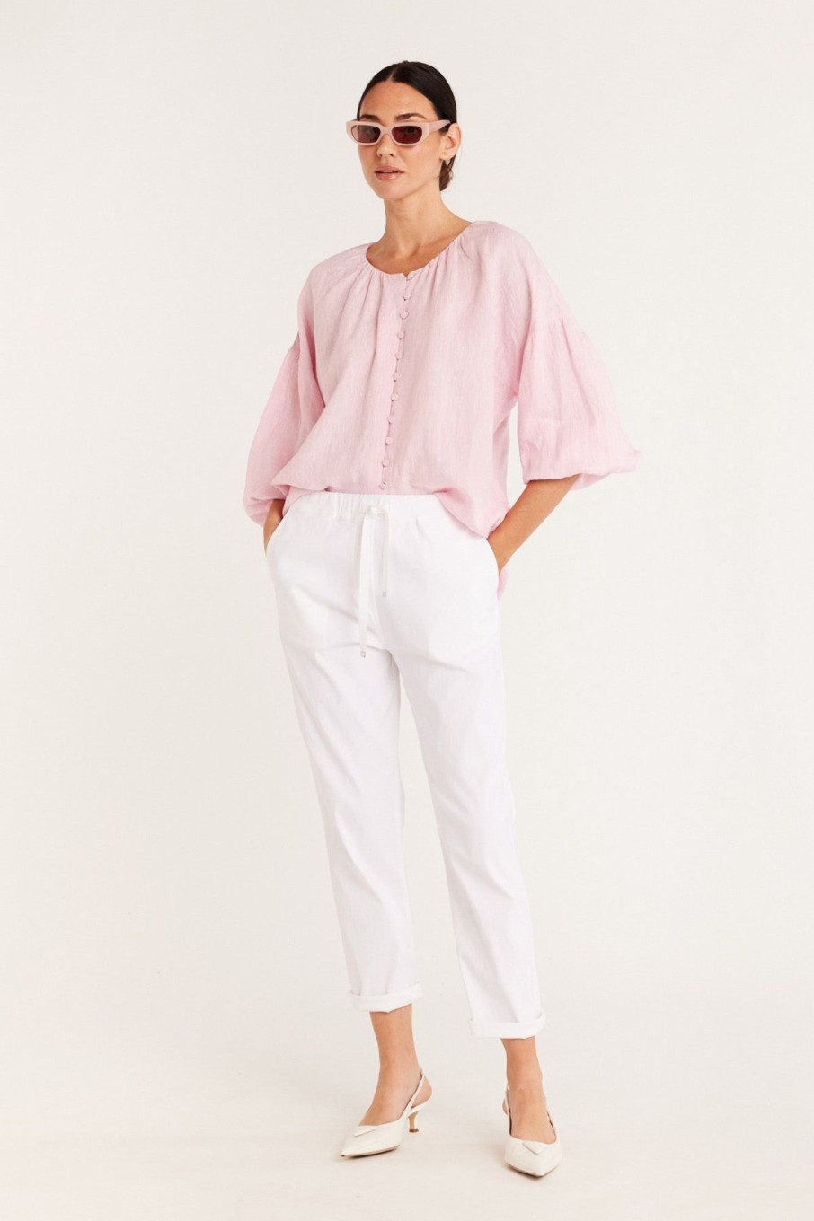 Cable Melbourne Tops & Shirts | Pure Linen Blouse - Pink