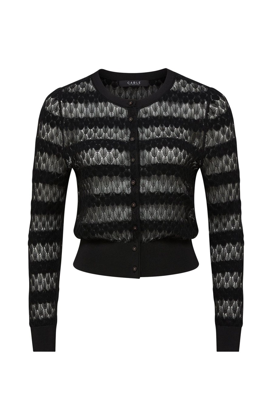 Cable Melbourne Knitwear | Crochet Knit Cardigan - Black