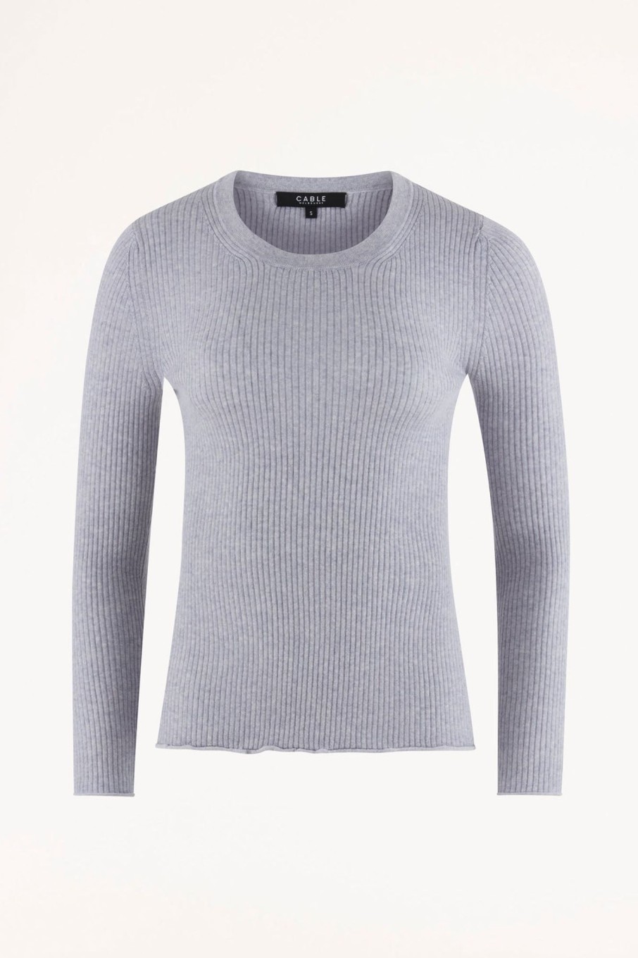 Cable Melbourne Foundation Basics | Superfine Merino Rib Crew - Grey Marle