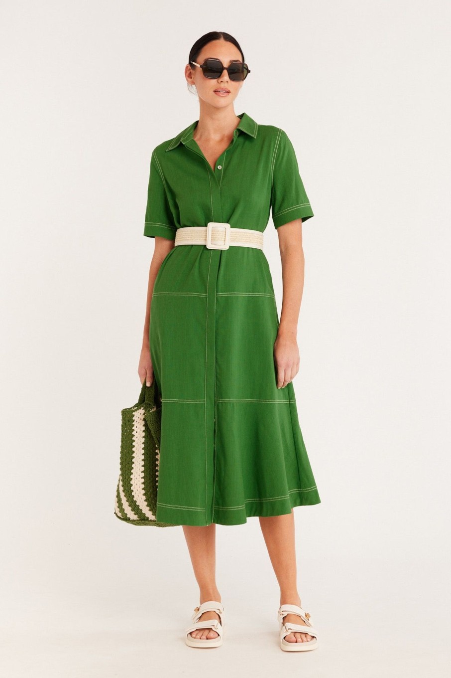 Cable Melbourne Dresses | Island Shirt Dress - Green