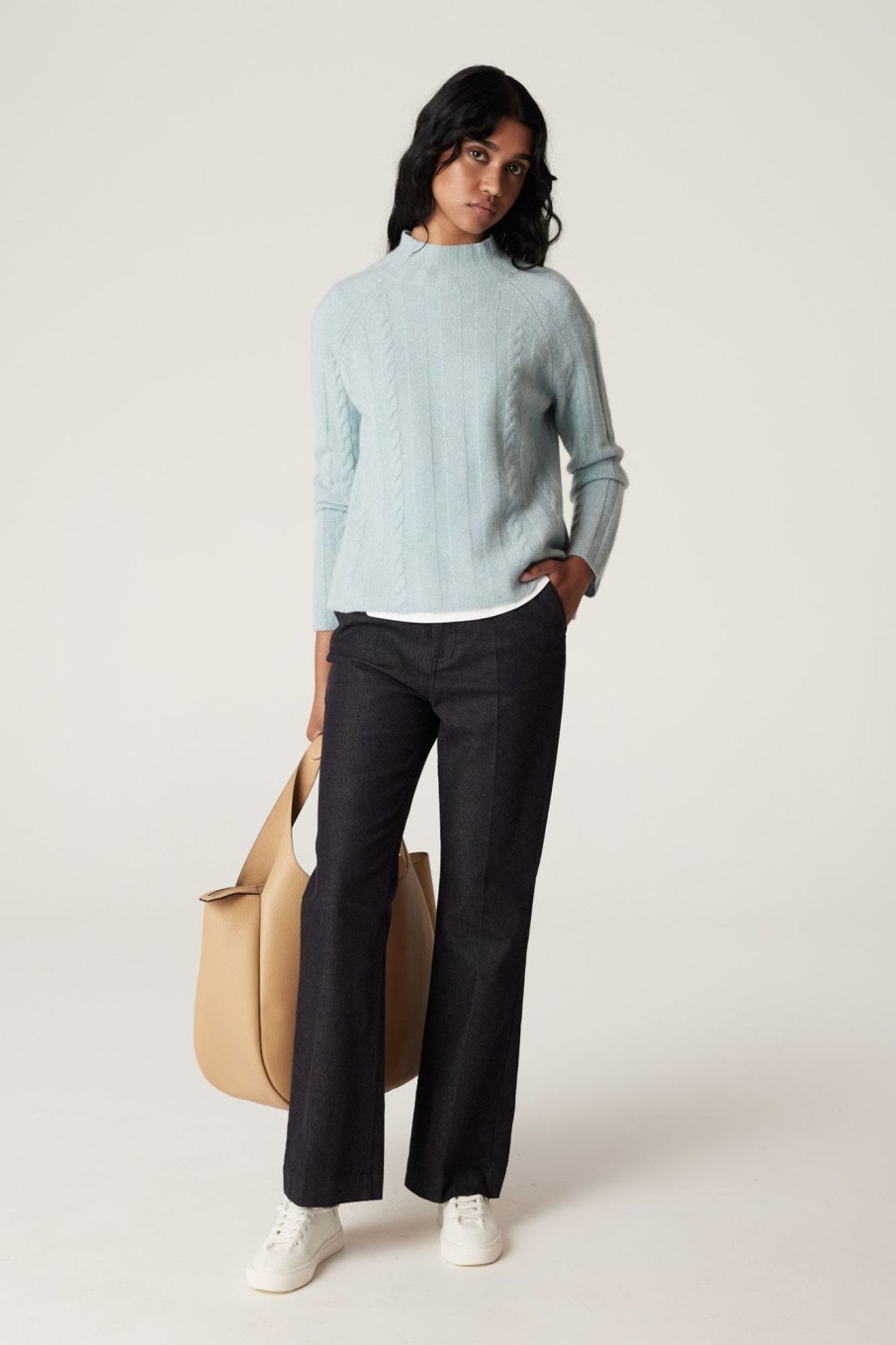 Cable Melbourne Jumpers | Cashwool Cable Jumper - Ice Blue