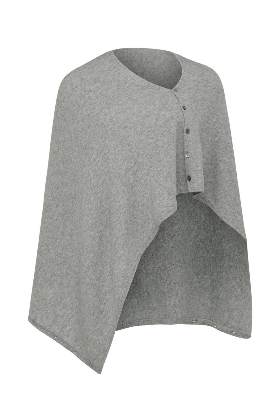 Cable Melbourne Foundation Basics | Cashmere Button Poncho - Grey Marle