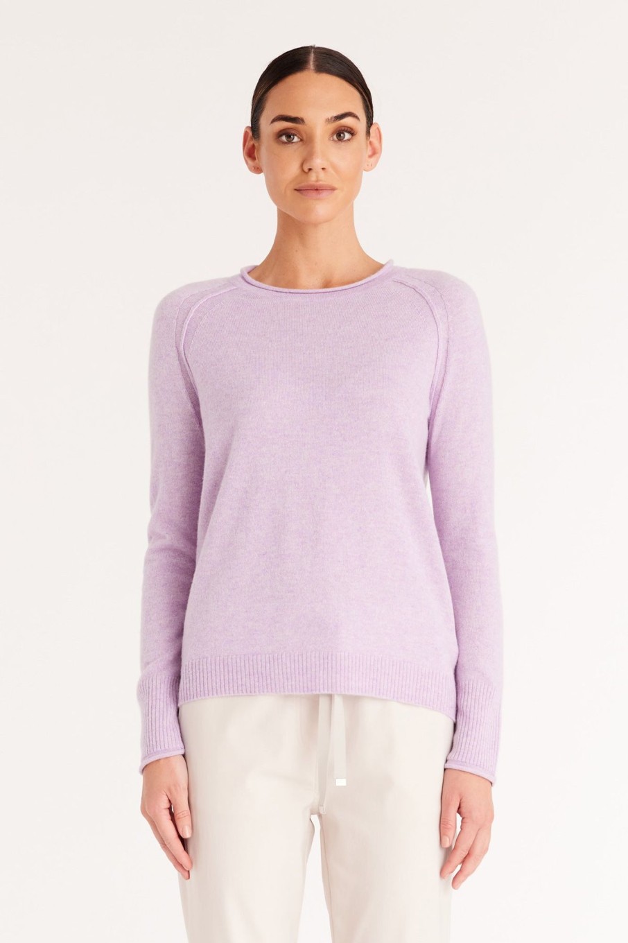 Cable Melbourne Jumpers | Cashmere Crew Jumper - Lavender