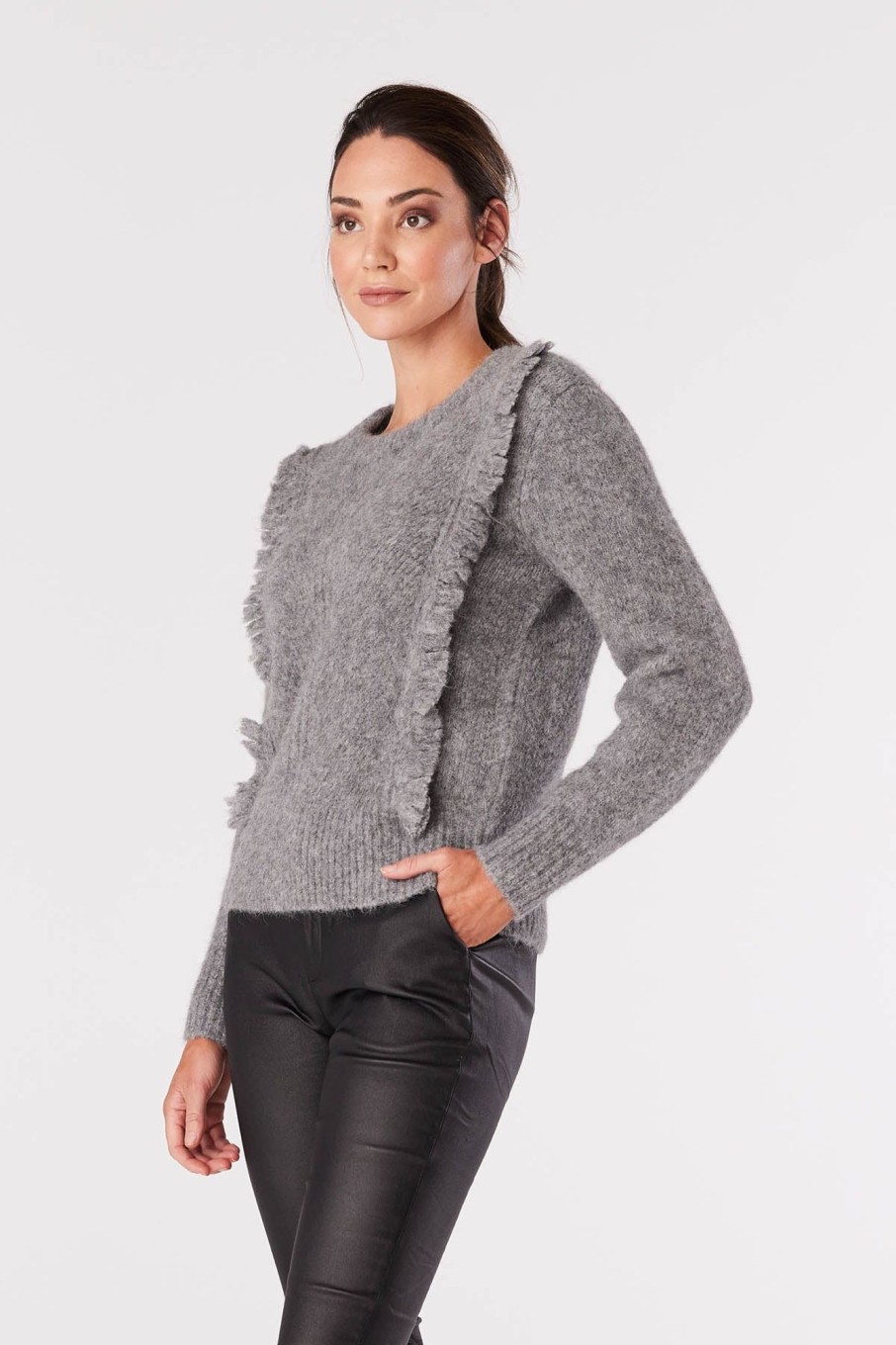 Cable Melbourne Jumpers | Luna Fringe Jumper - Dove Grey