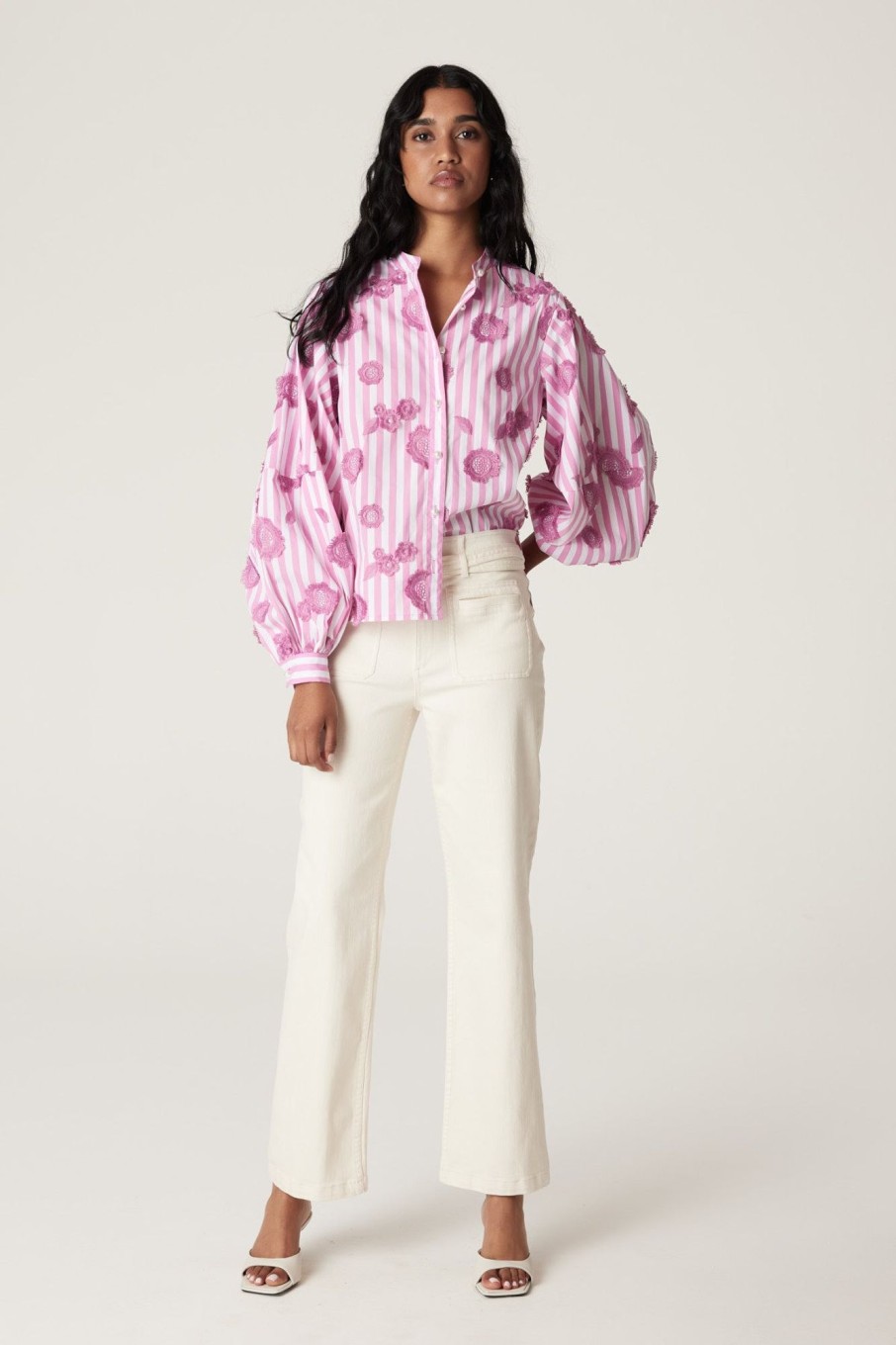 Cable Melbourne Tops & Shirts | Philly Embroidered Shirt - Pink Stripe