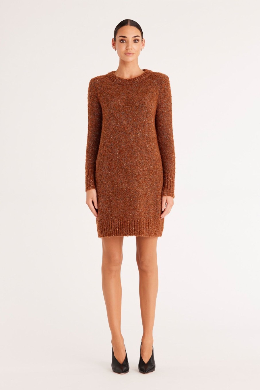 Cable Melbourne Jumpers | Liza Jumper Dress - Rust Lurex