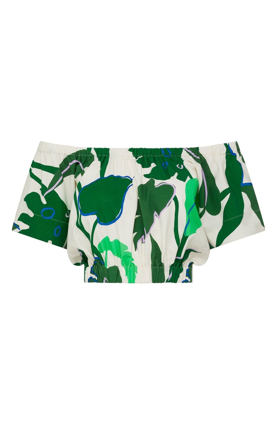 Cable Melbourne Matching Sets | Hayman Print Top - Green Palm Print