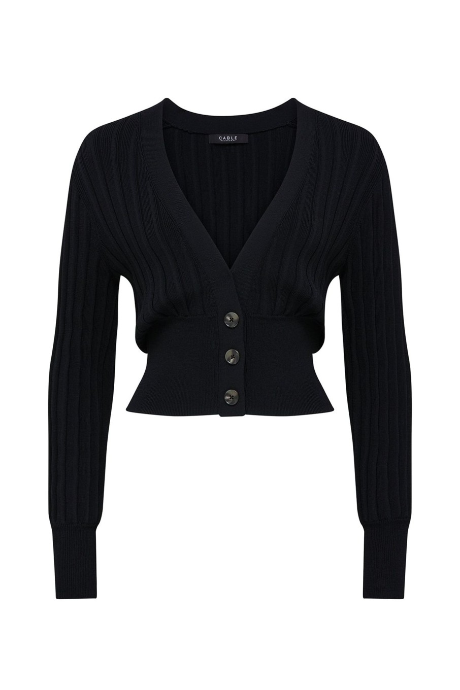 Cable Melbourne Knitwear | Crepe Pleat Cardigan - Black