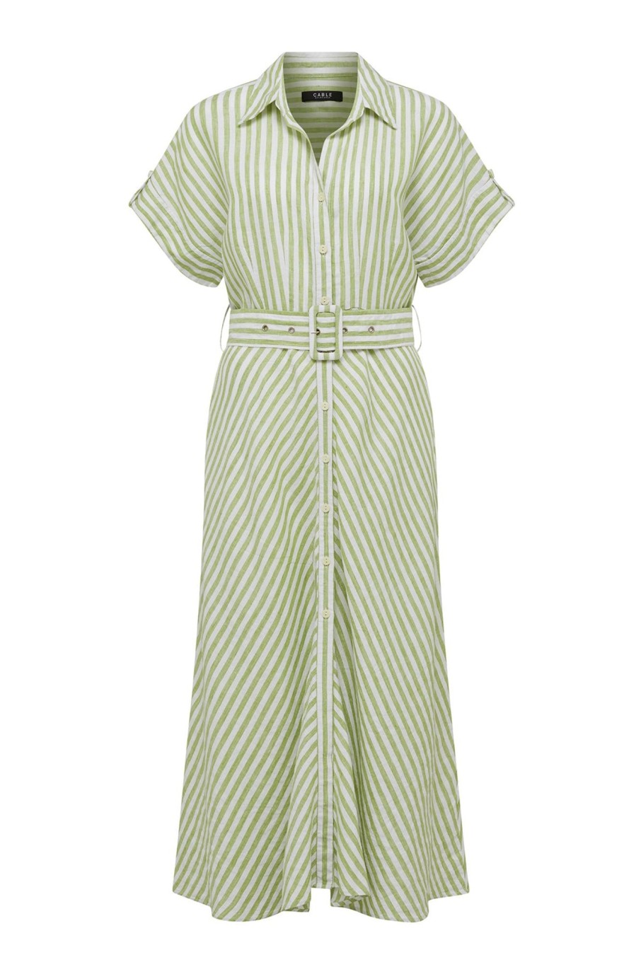 Cable Melbourne Dresses | Aegean Linen Dress - Green Stripe