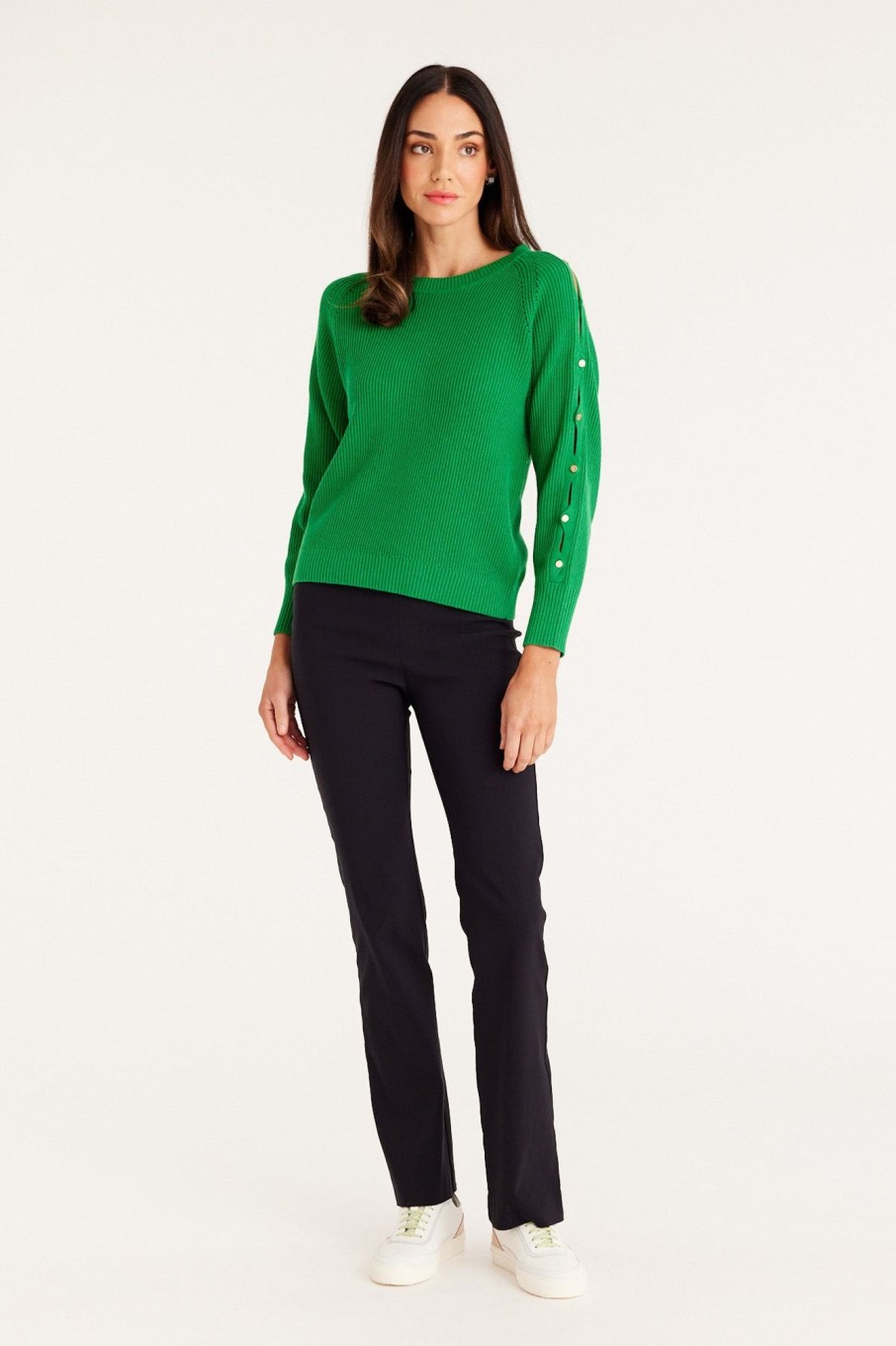 Cable Melbourne Jumpers | Cotton Scallop Jumper - Emerald Green