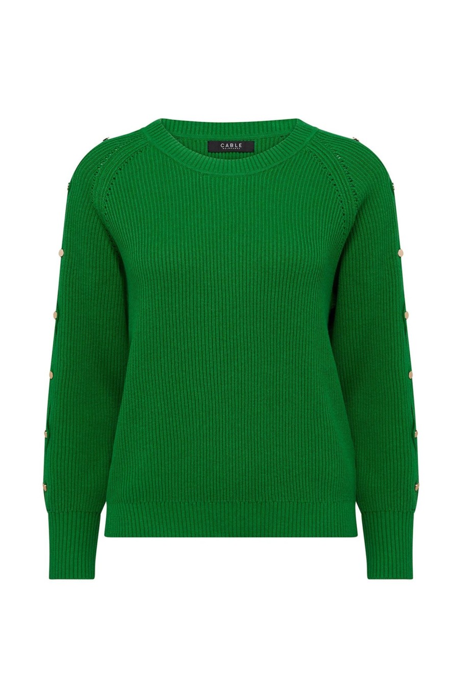 Cable Melbourne Jumpers | Cotton Scallop Jumper - Emerald Green