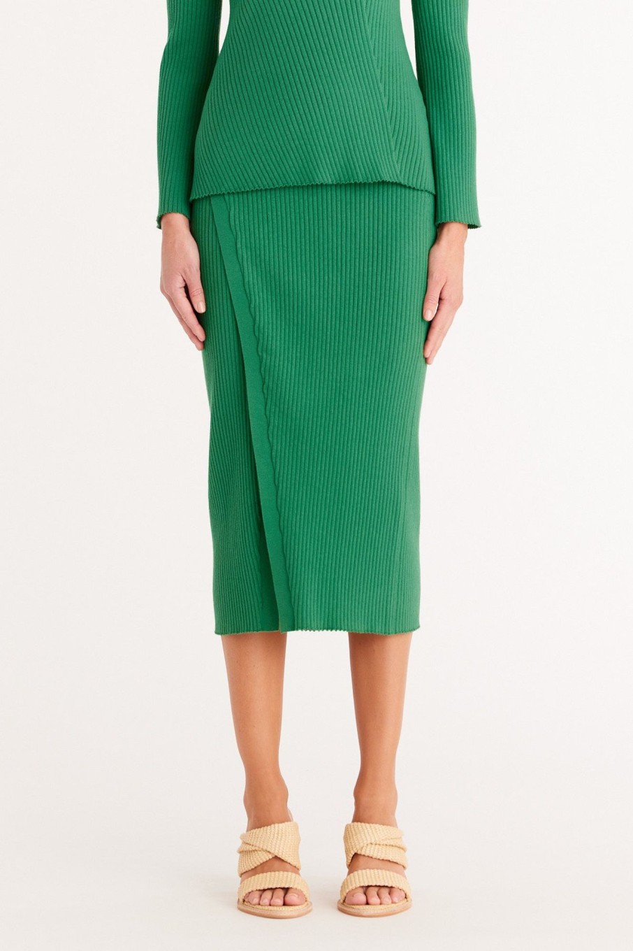 Cable Melbourne Knitwear | Talisa Wrap Skirt - Opal Green