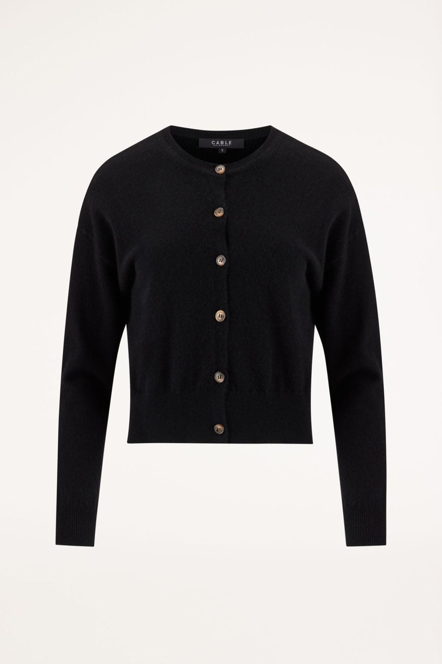 Cable Melbourne Knitwear | Cashmere Button Cardigan - Black