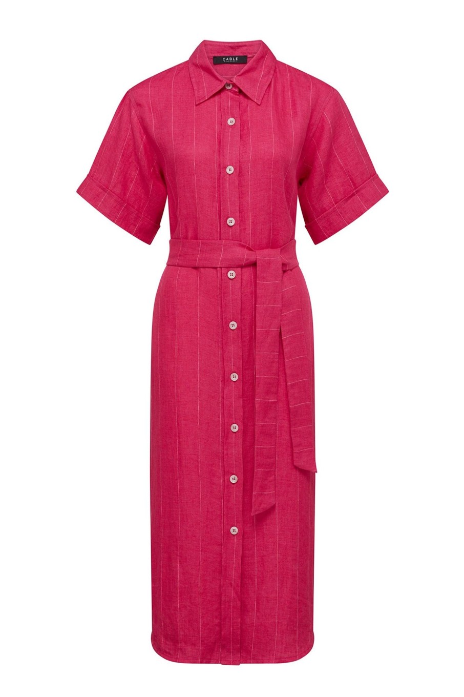 Cable Melbourne Dresses | Lauren Linen Shirt Dress - Hot Pink