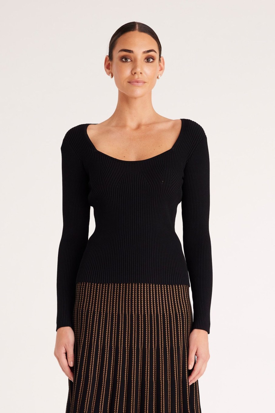 Cable Melbourne Knitwear | Camille Rib Top - Black