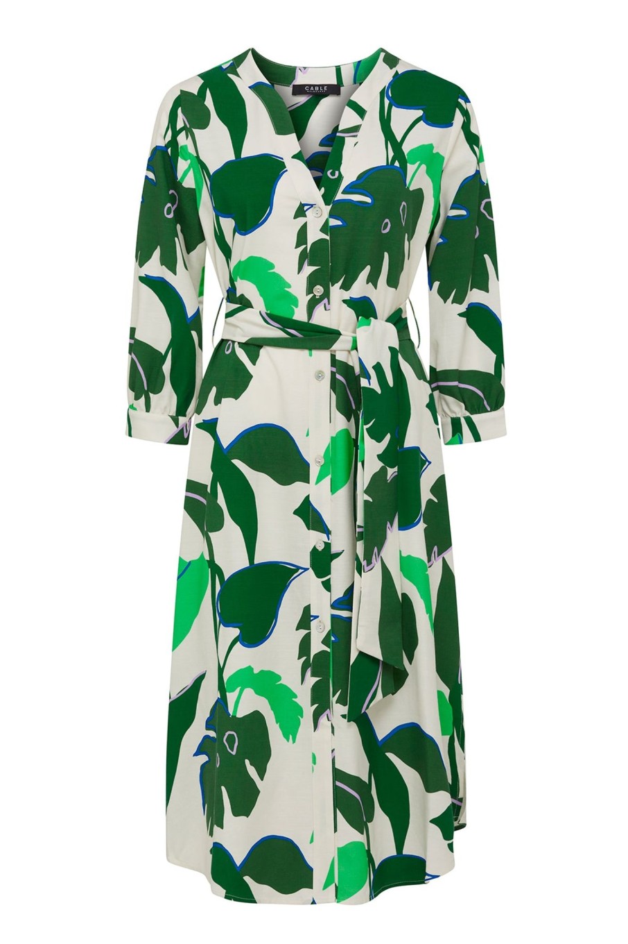 Cable Melbourne Dresses | Hayman Shirt Dress - Green Palm Print