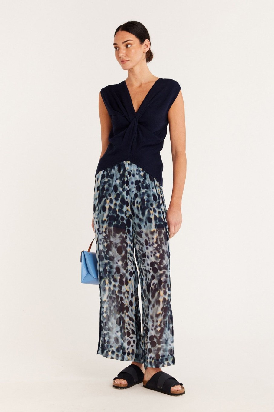 Cable Melbourne Matching Sets | Rivoli Wide Leg Pant - Blue Mist