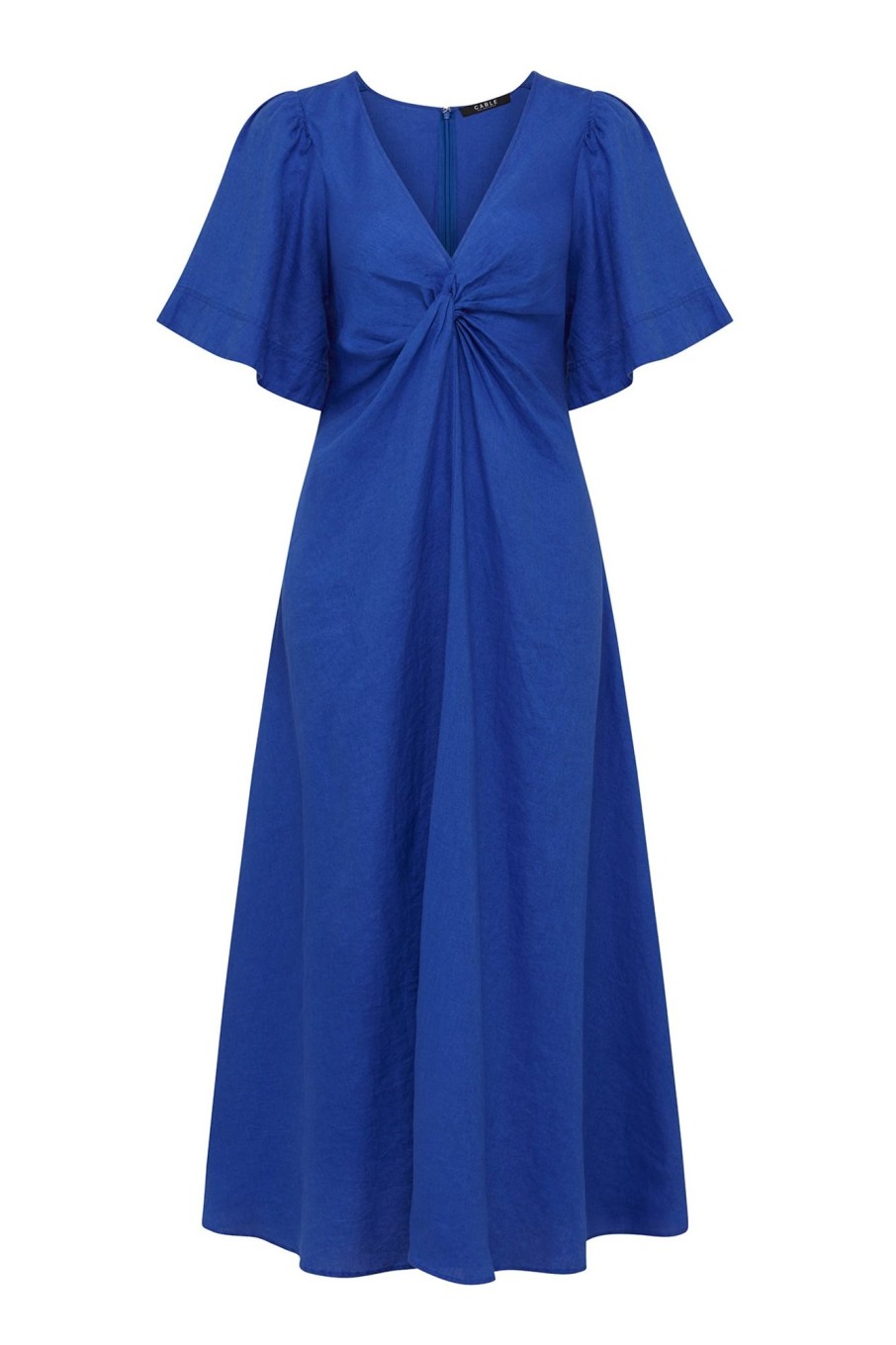 Cable Melbourne Dresses | Pure Linen Twist Dress - Cobalt Blue