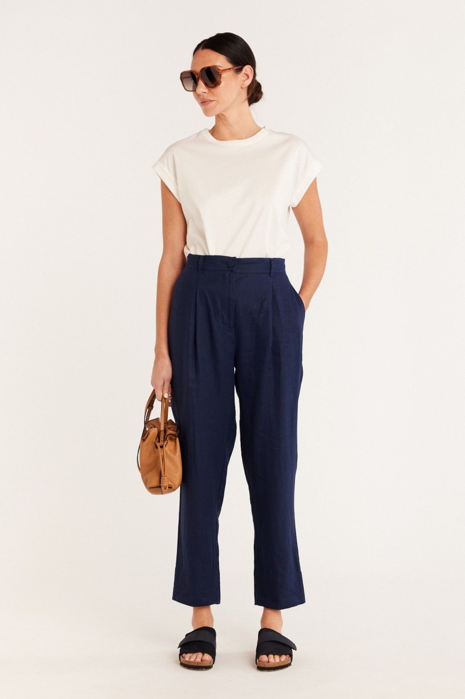 Cable Melbourne Pants & Shorts | Pure Linen Pant - Navy