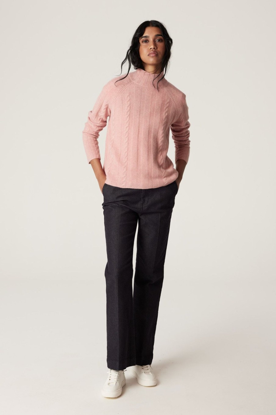 Cable Melbourne Jumpers | Cashwool Cable Jumper - Dusty Pink