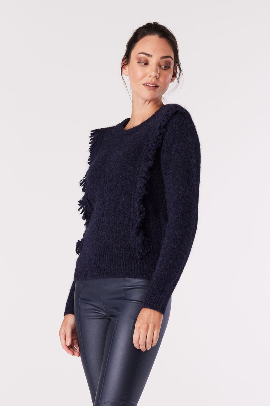 Cable Melbourne Knitwear | Luna Fringe Jumper - Midnight Blue