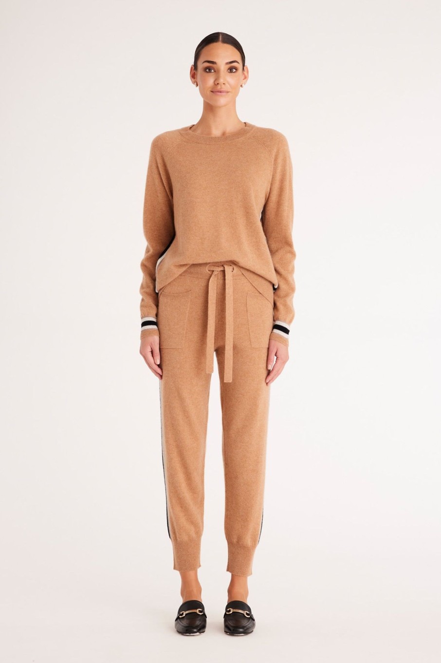 Cable Melbourne Knitwear | Cashmere Track Pant - Camel