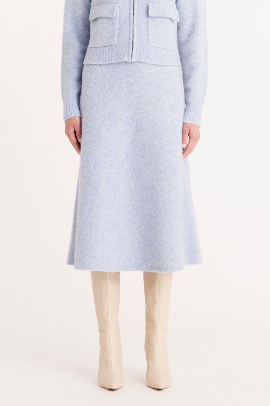 Cable Melbourne Knitwear | Ilona Wool Skirt - Sky