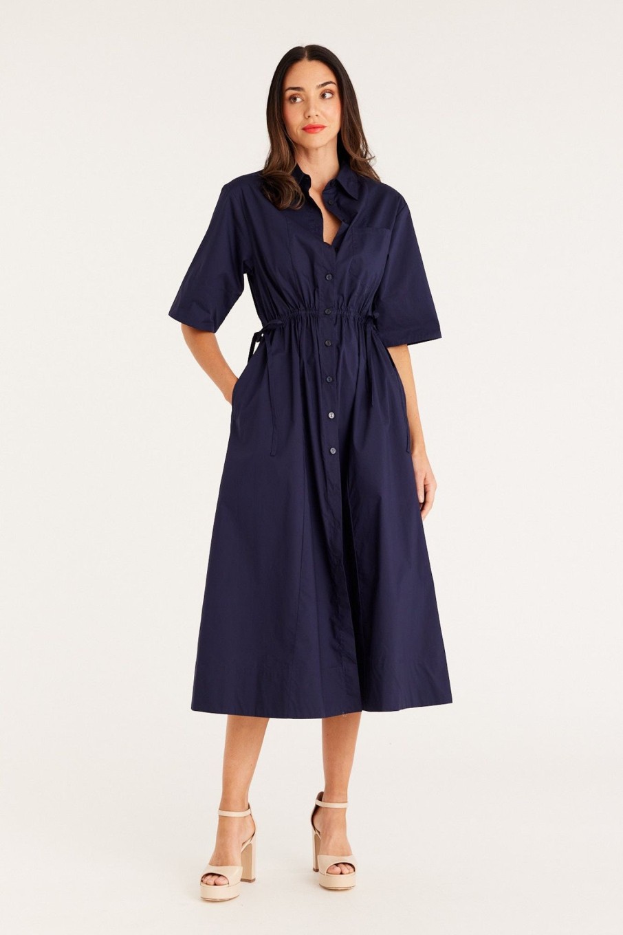 Cable Melbourne Dresses | Lucy Poplin Shirt Dress - Navy