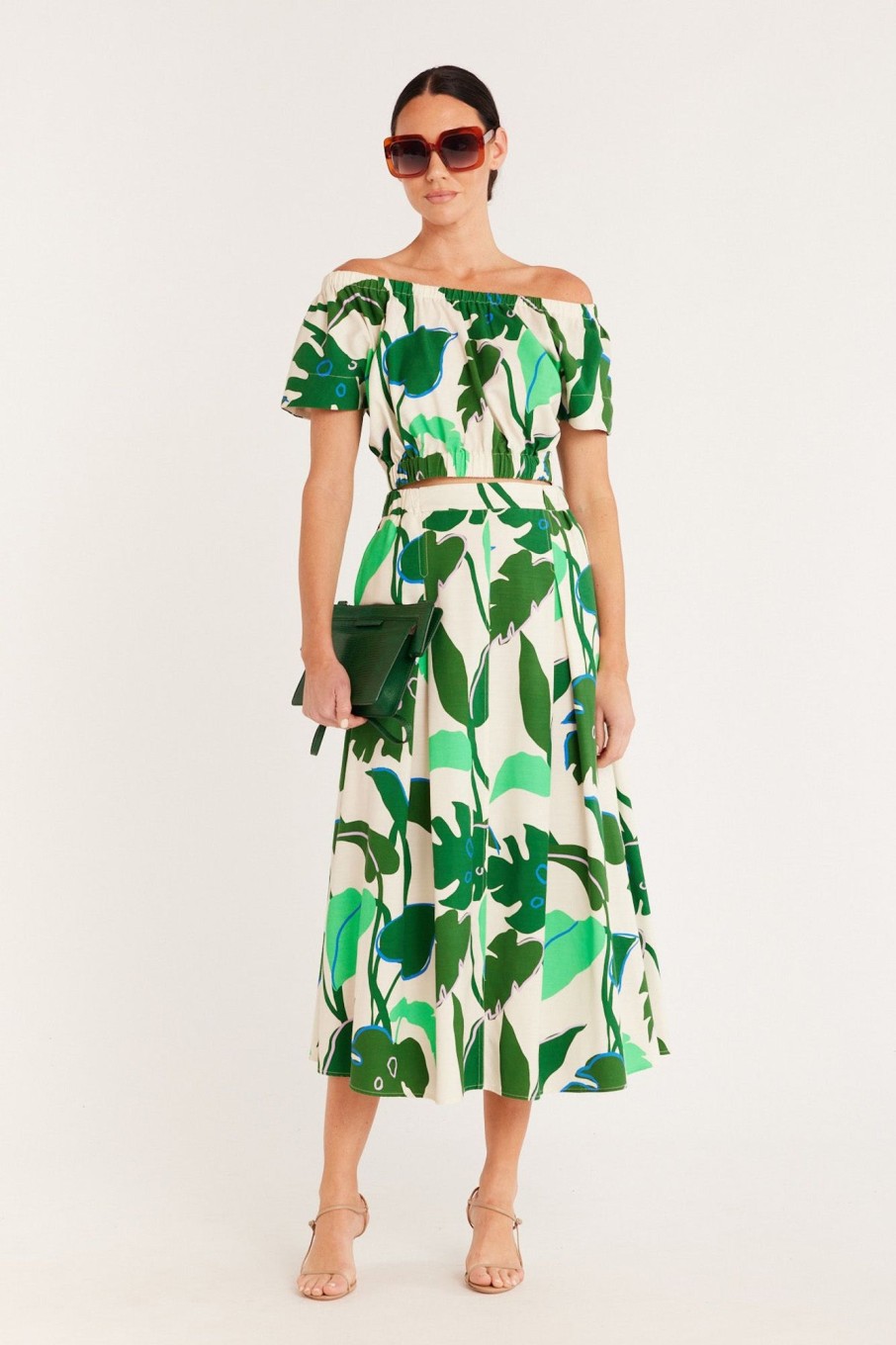 Cable Melbourne Matching Sets | Hayman Skirt - Green Palm Print