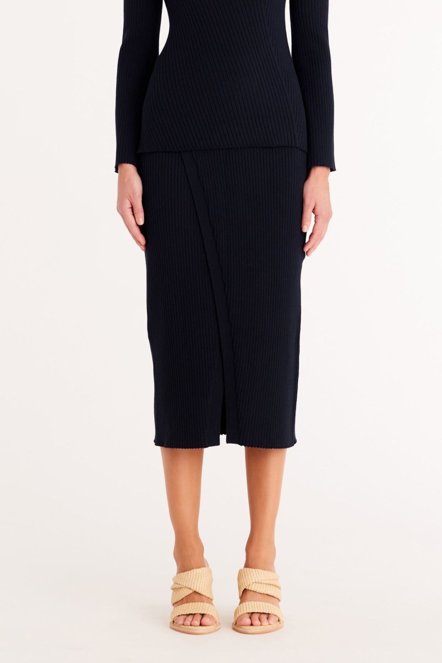 Cable Melbourne Knitwear | Talisa Wrap Skirt - Navy