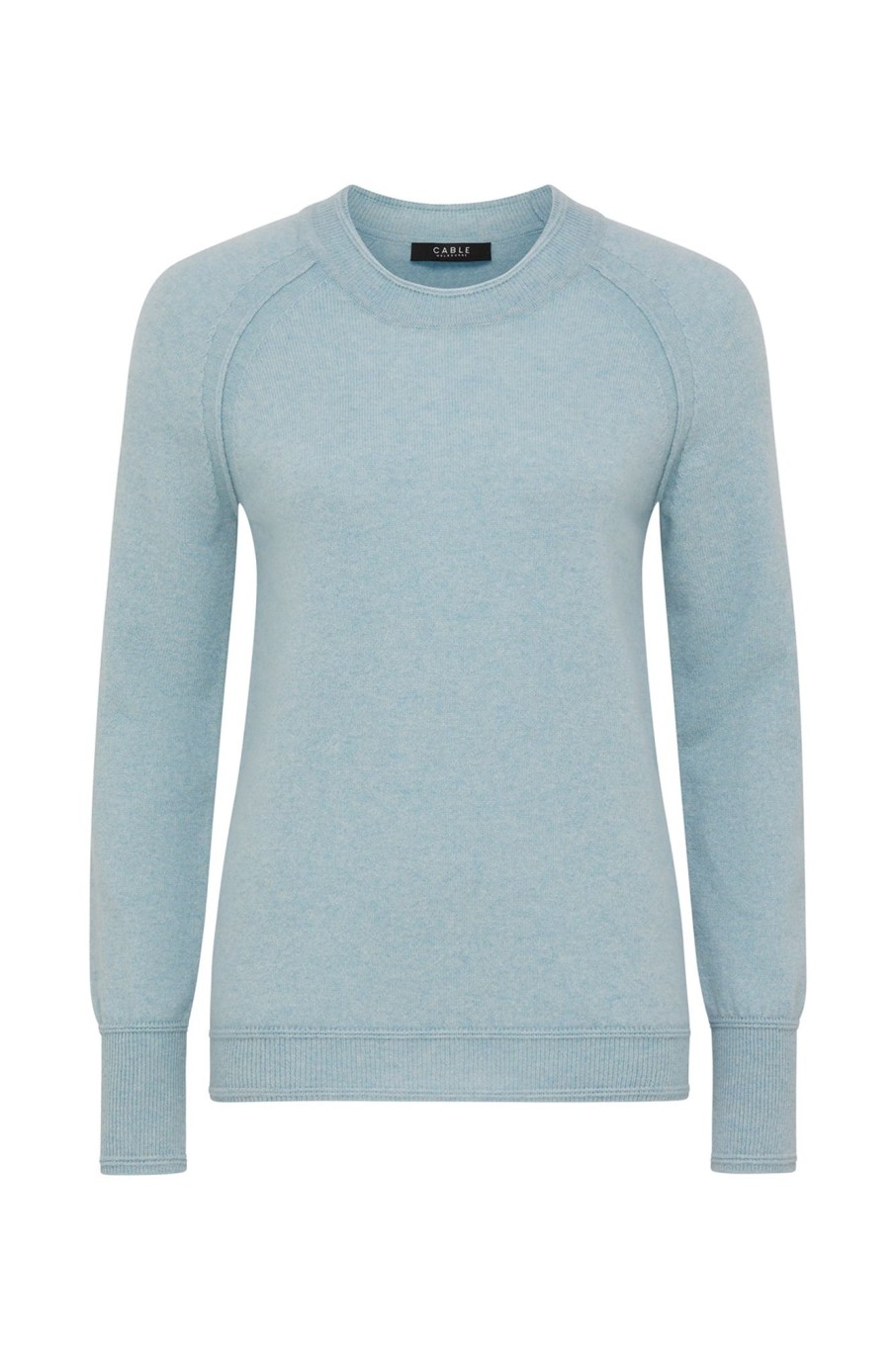 Cable Melbourne Jumpers | Cashmere Crew Jumper - Ice Blue