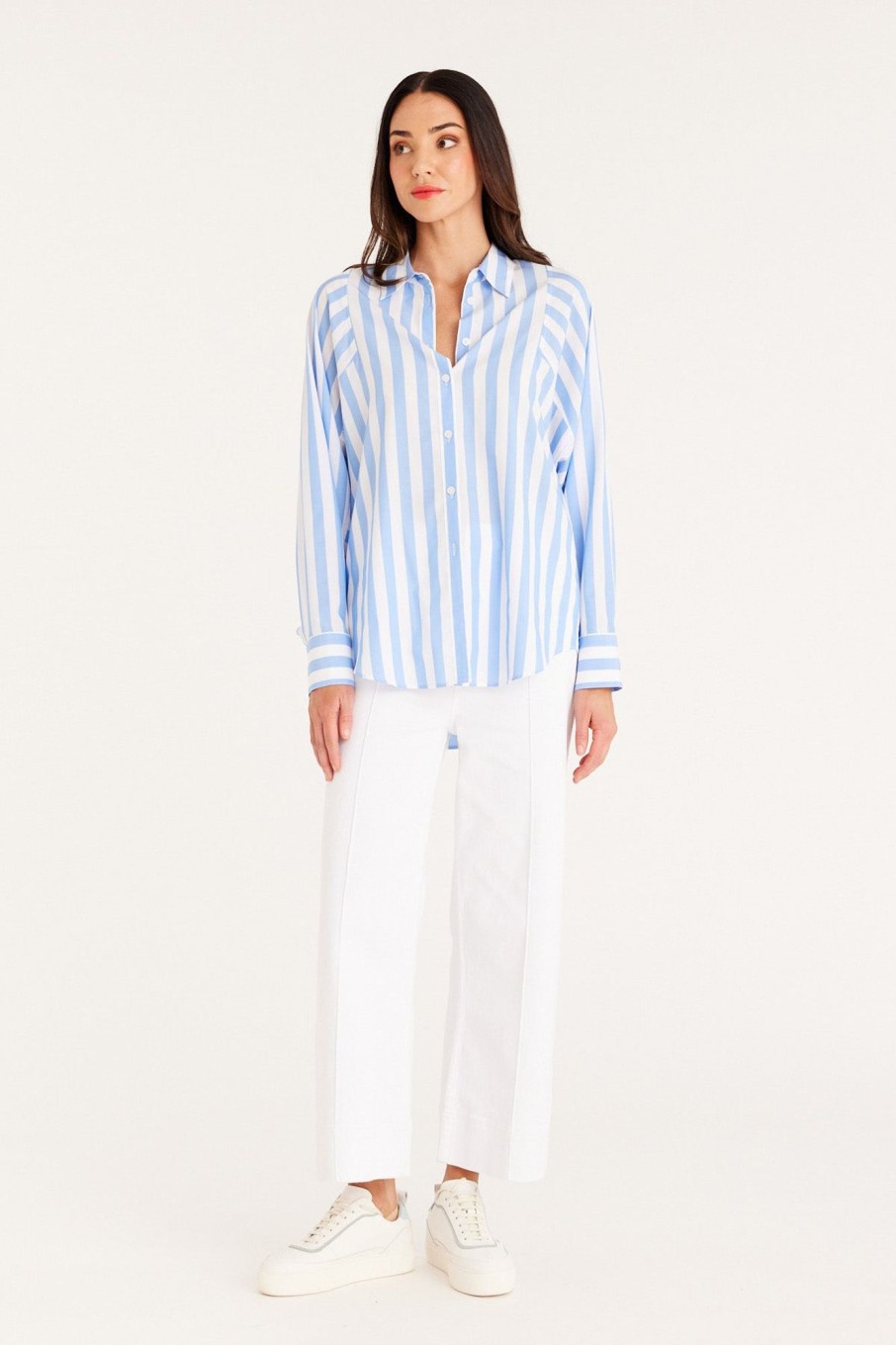 Cable Melbourne Tops & Shirts | Girlfriend Shirt - Blue Stripe