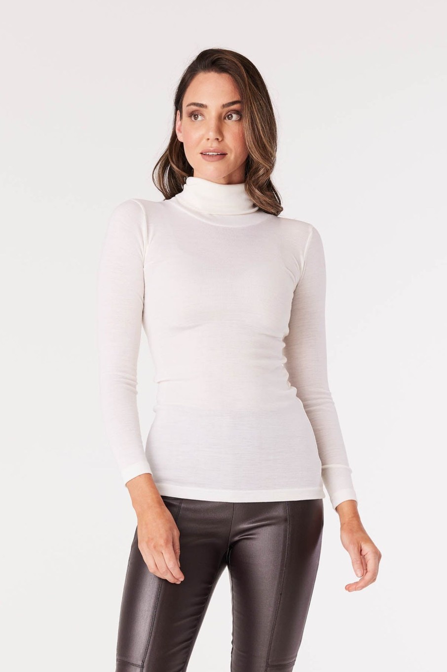 Cable Melbourne Foundation Basics | Babywool Rib Turtle Neck - Milk