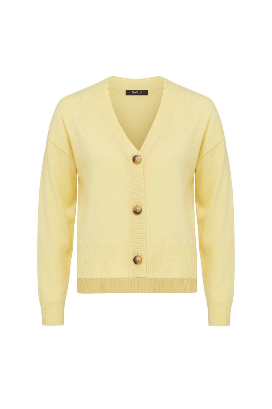 Cable Melbourne Knitwear | Cashmere Button Cardigan - Lemon