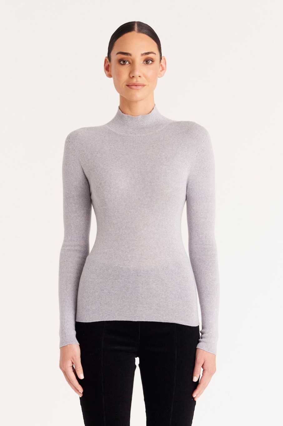 Cable Melbourne Foundation Basics | Seamless Merino Turtle Neck - Grey Marle