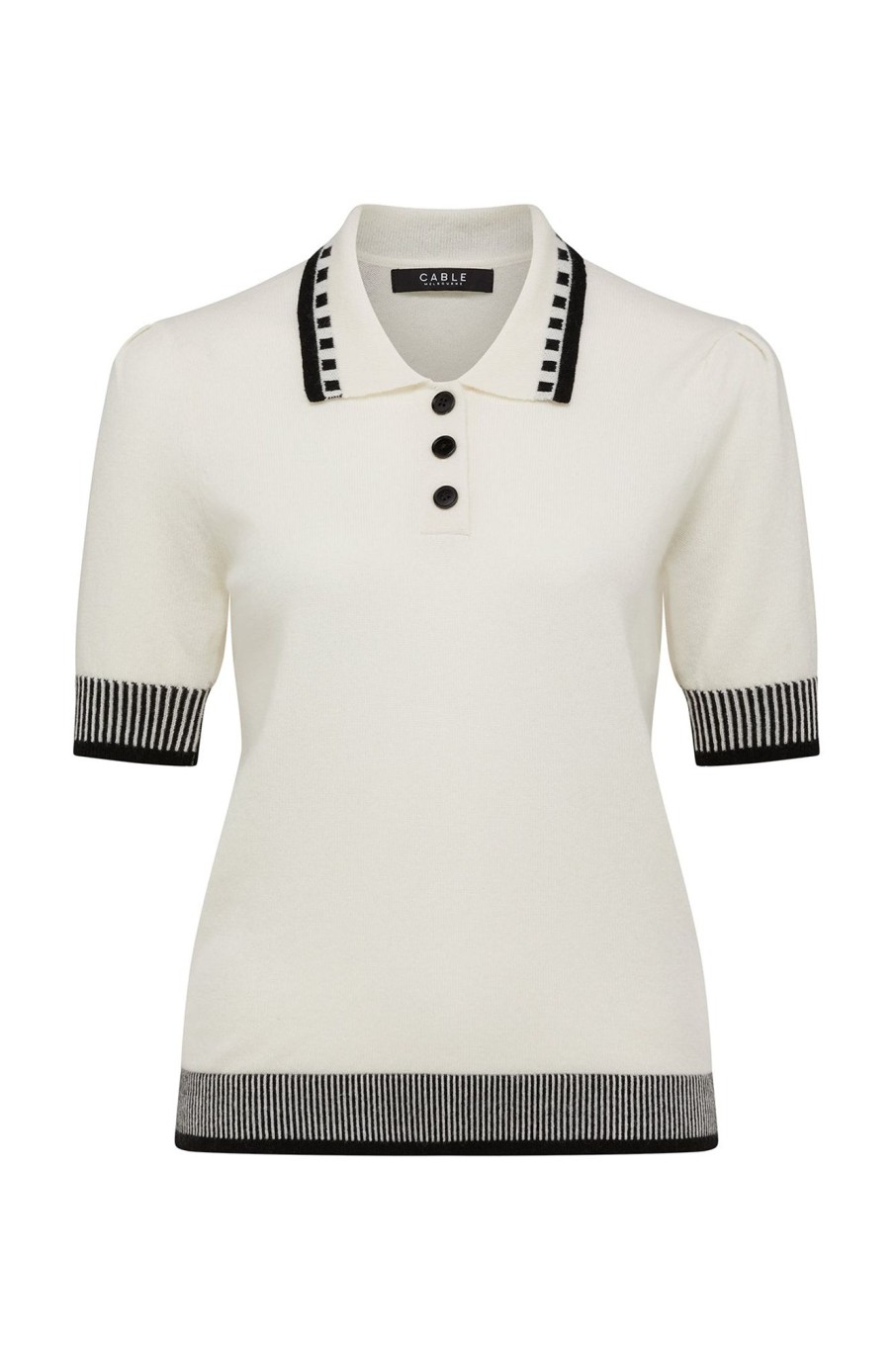 Cable Melbourne Knitwear | Cashwool Polo Tee - White