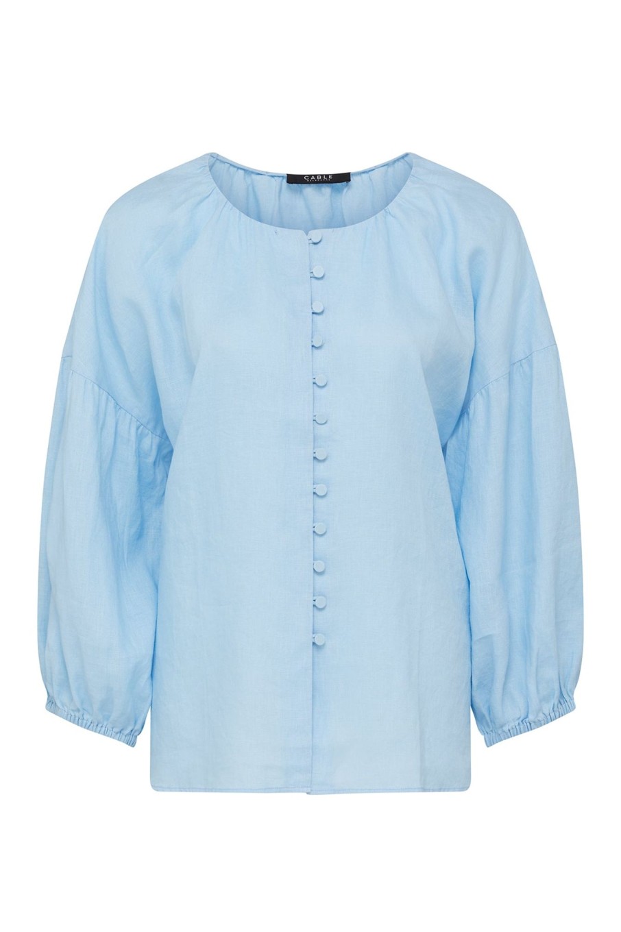 Cable Melbourne Tops & Shirts | Pure Linen Blouse - Sky Blue