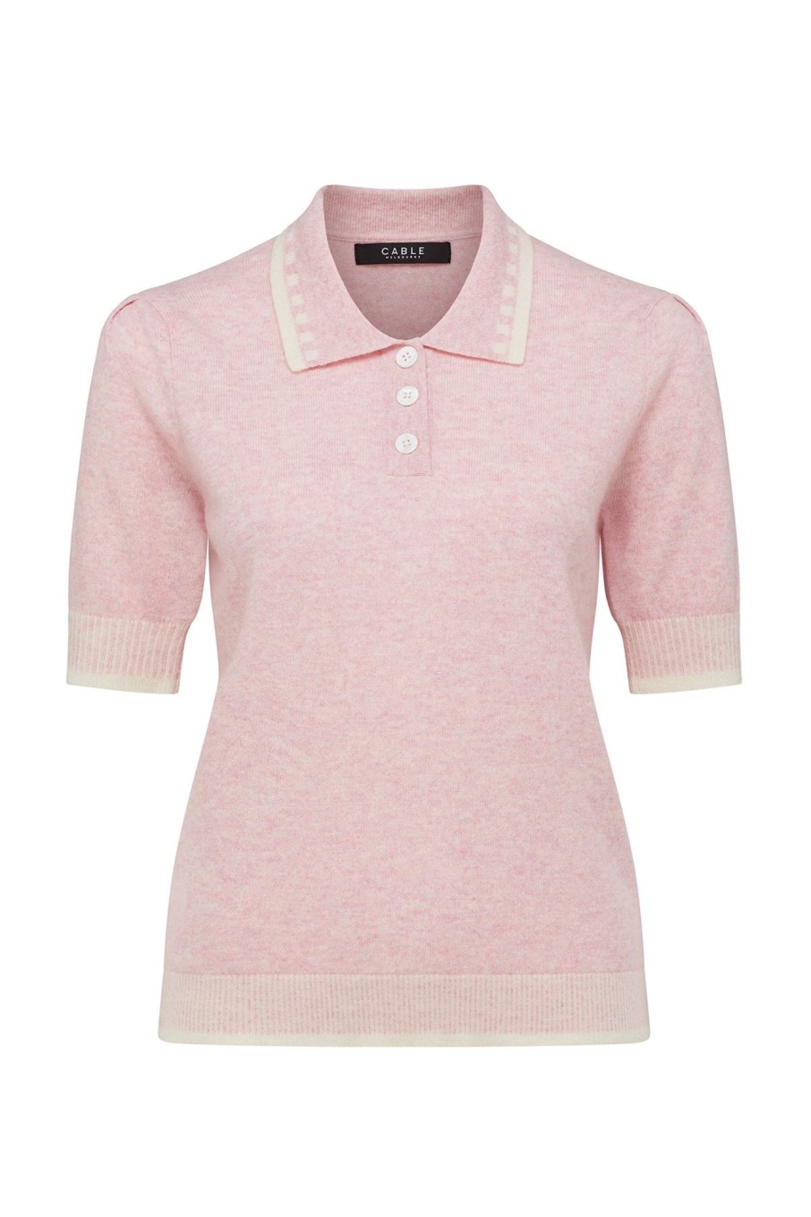 Cable Melbourne Knitwear | Cashwool Polo Tee - Pink