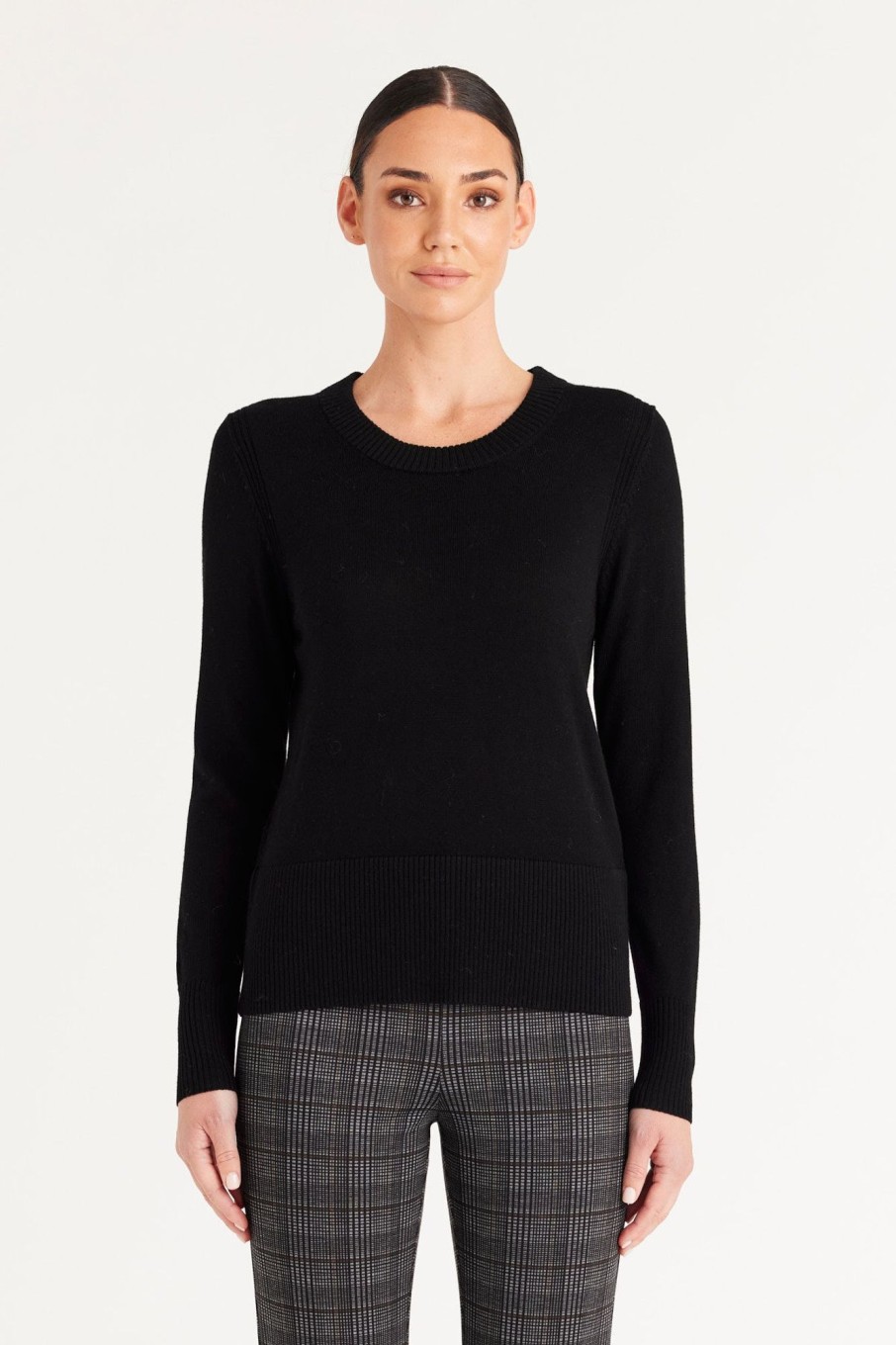 Cable Melbourne Foundation Basics | Nina Merino Crew Jumper - Black