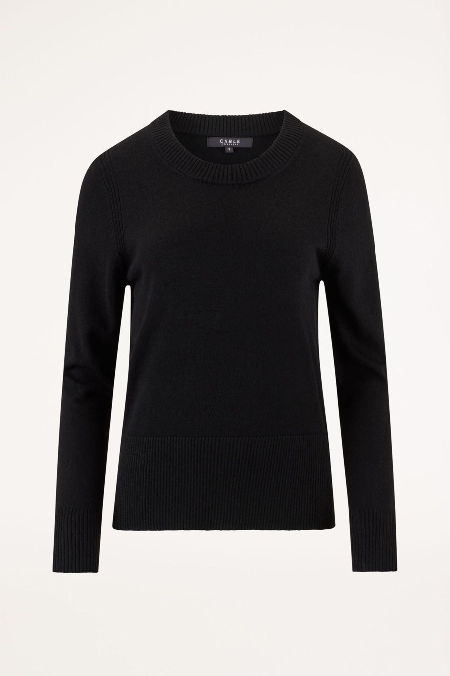 Cable Melbourne Foundation Basics | Nina Merino Crew Jumper - Black