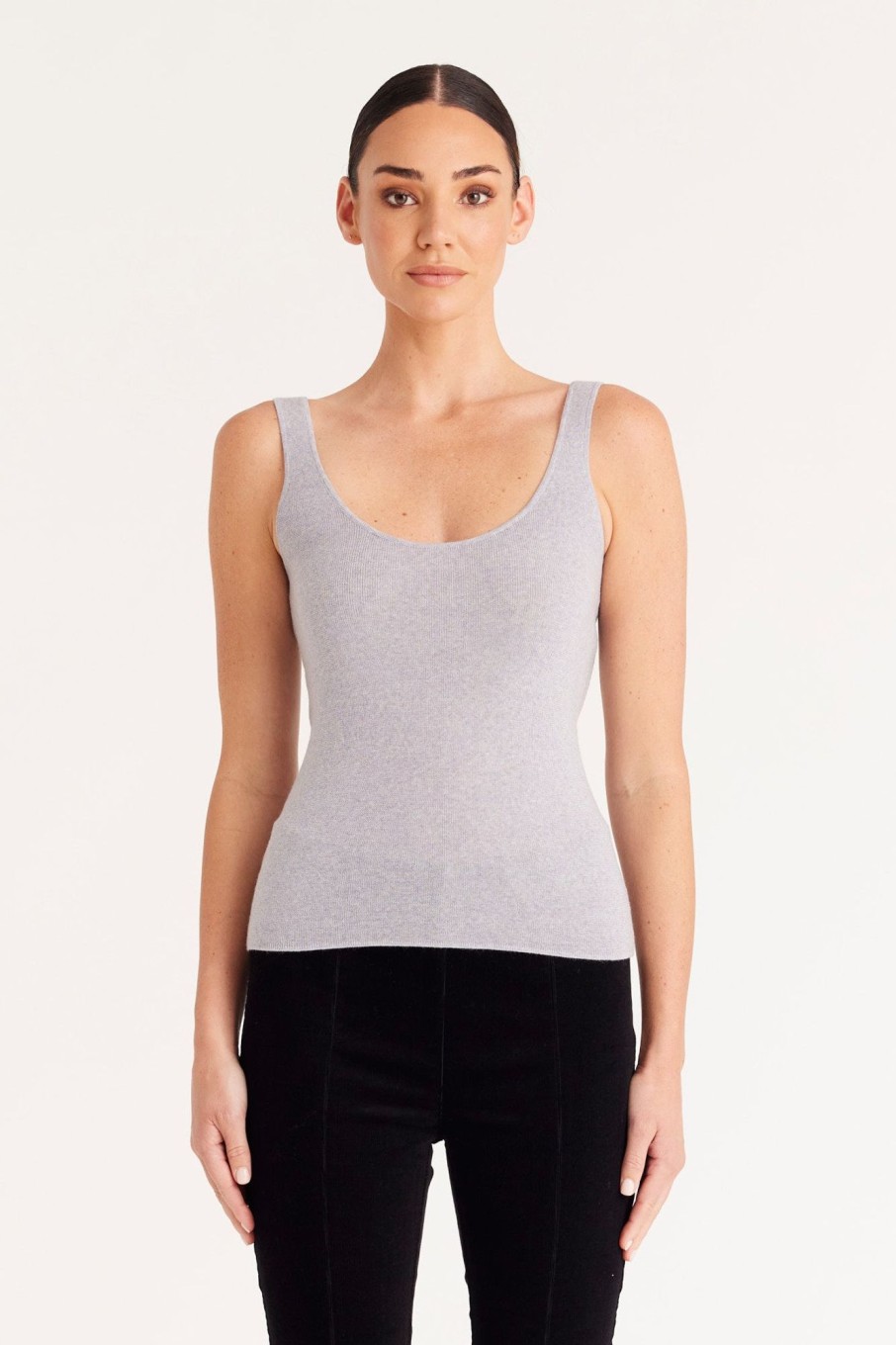 Cable Melbourne Knitwear | Superfine Merino Singlet - Grey Marle