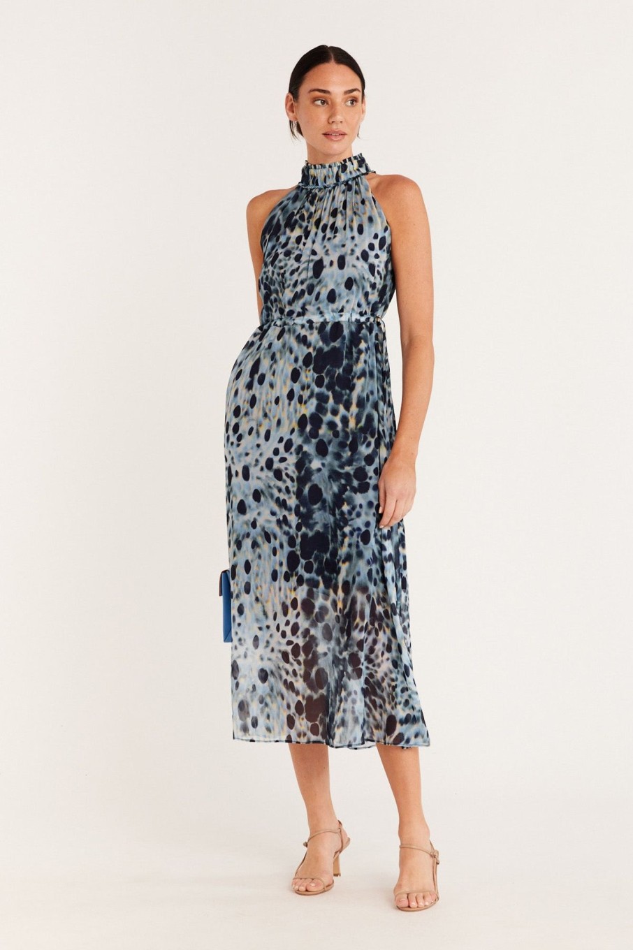 Cable Melbourne Dresses | Rivoli Halter Neck Dress - Blue Mist