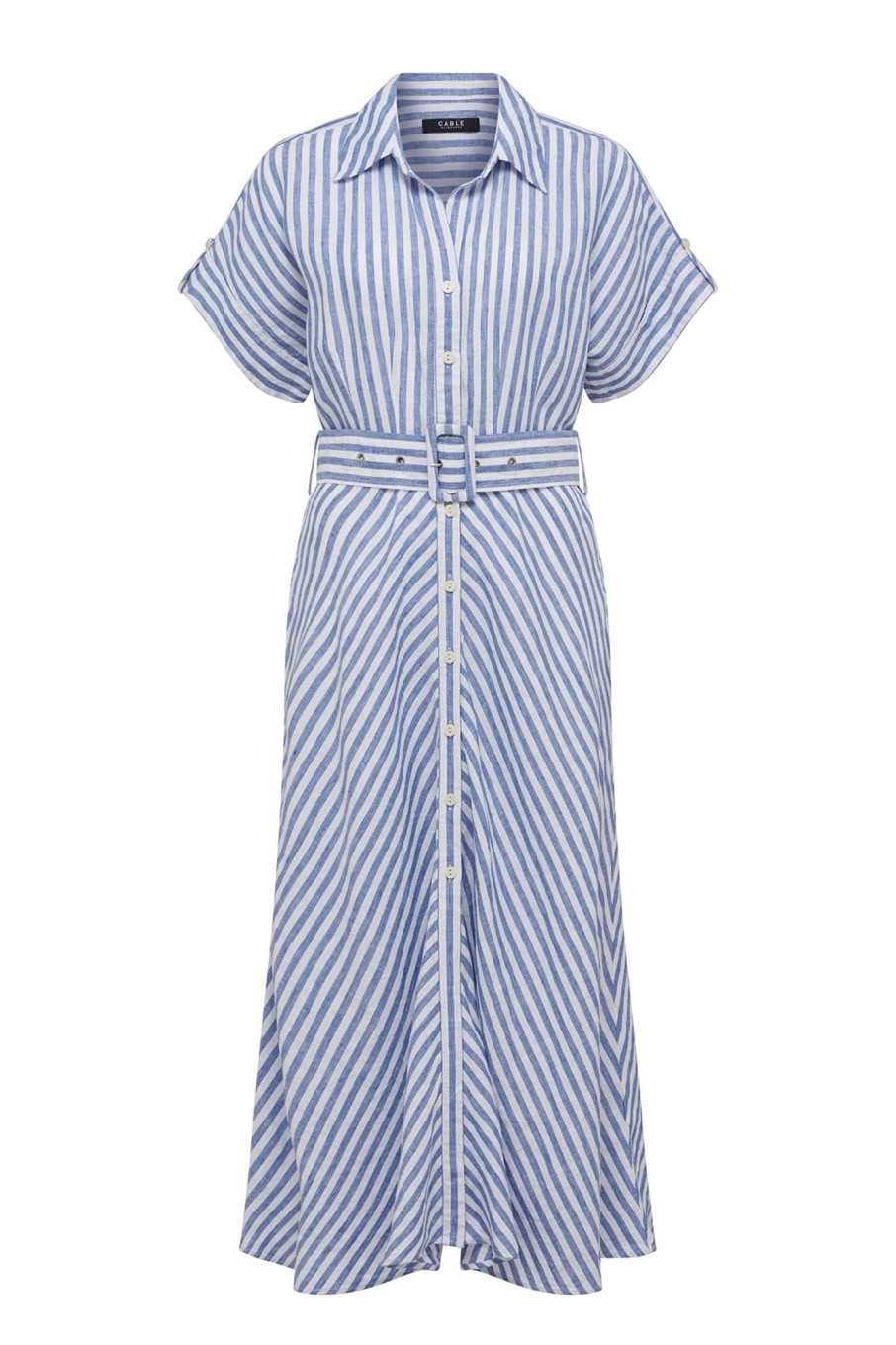 Cable Melbourne Dresses | Aegean Linen Dress - Blue Stripe