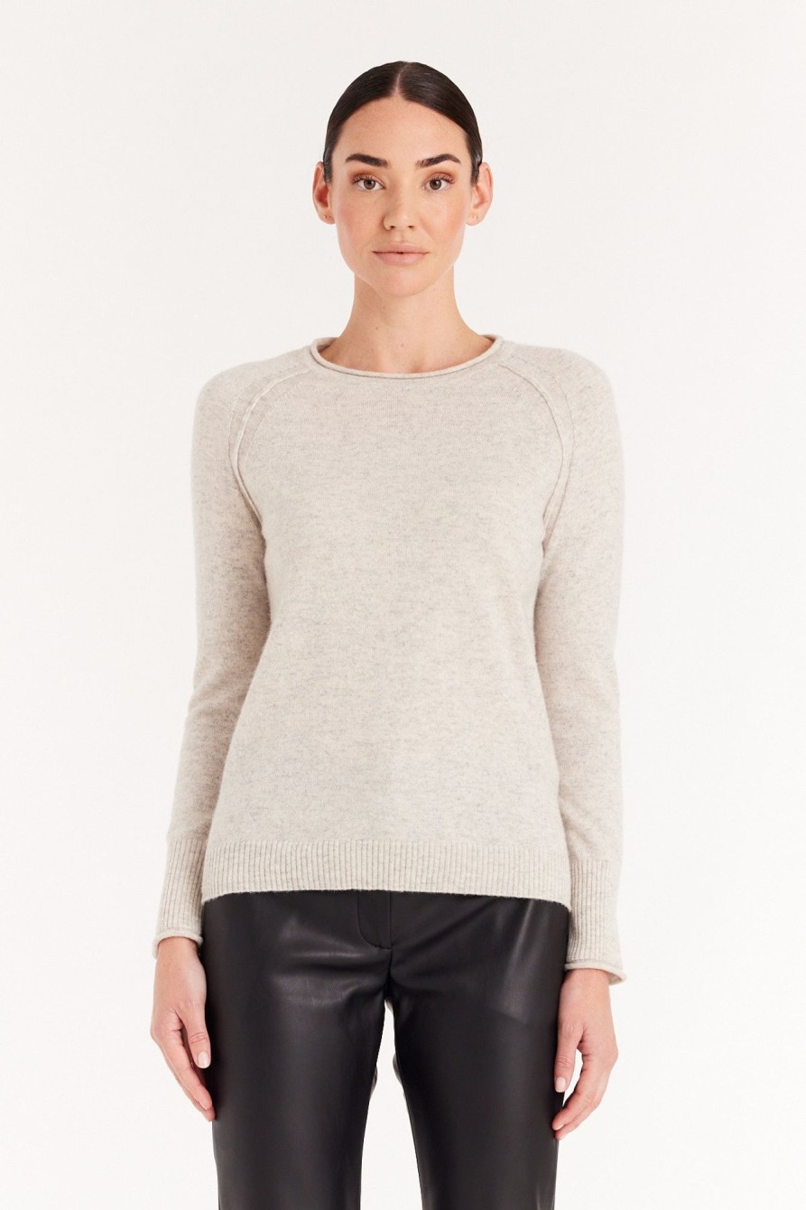 Cable Melbourne Jumpers | Cashmere Crew Jumper - Grey Marle