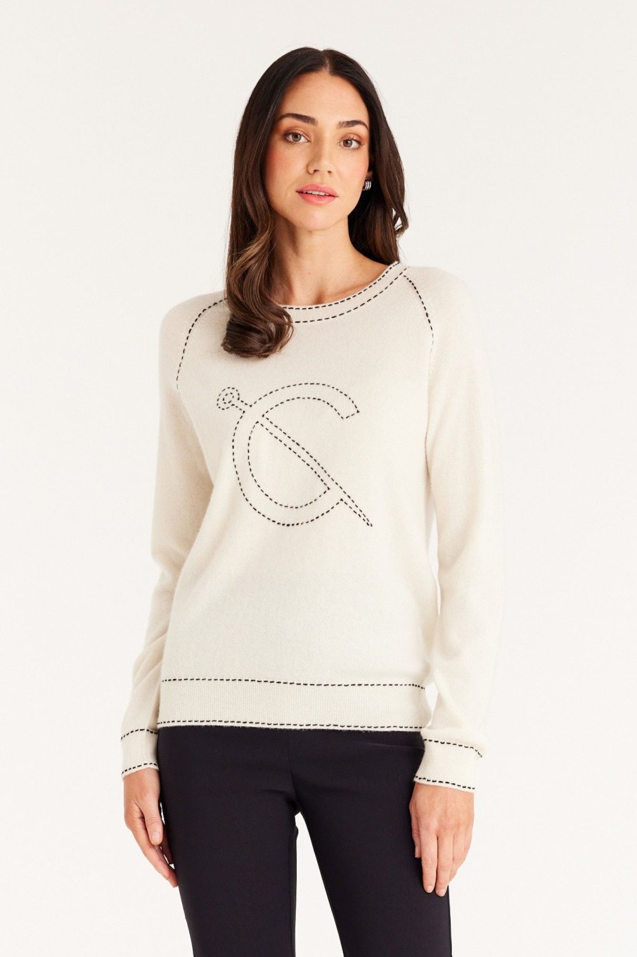 Cable Melbourne Jumpers | Cashwool Logo Jumper - White